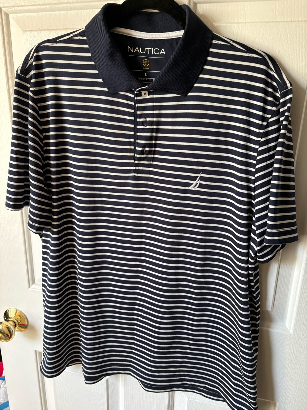 Nautica Men’s Navy & White Striped Polo Shirt